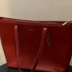 Dudu red leather shoulder bag